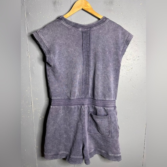 Daily Practice by Anthropologie Small S purple Frayed Surplice Romper - Picture 4 of 11